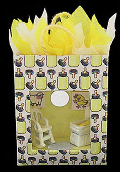 Dollhouse Miniature Baby Bag W/Window Display/Filled/Assort